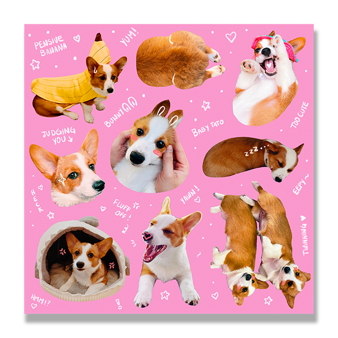 Little Friends - Twin Corgi Emote Sticker Sheet