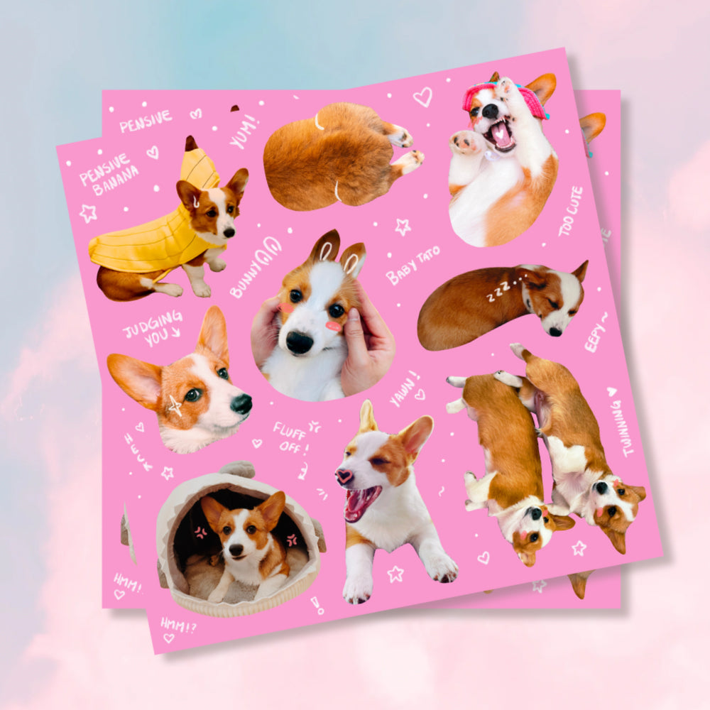 Little Friends - Twin Corgi Emote Sticker Sheet